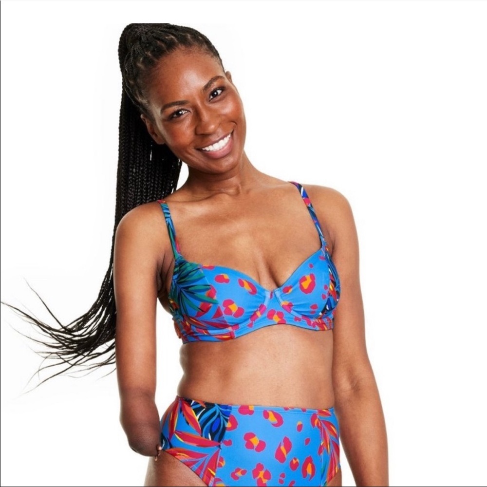 Tabitha Brown Tropical Leopard Print Underwire Bikini Top